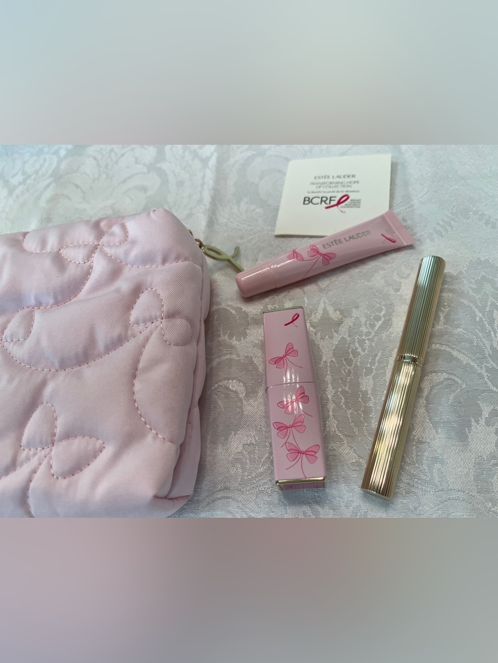 Estée Lauder Lip Collection with Pink Quilted Cosmetic Pouch “Transforming Hope” - Picture 6 of 10